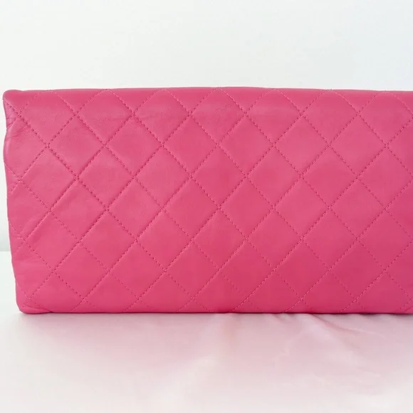 Chanel Pink Quilted Lambskin Fold Over Clutch - Picture 8 of 14